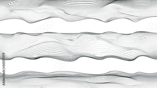 Abstract flow lines background . Fluid wavy shape .Striped linear pattern . Music sound wave . Vector illustration