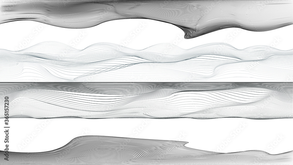 Naklejka Abstract flow lines background . Fluid wavy shape .Striped linear pattern . Music sound wave . Vector illustration