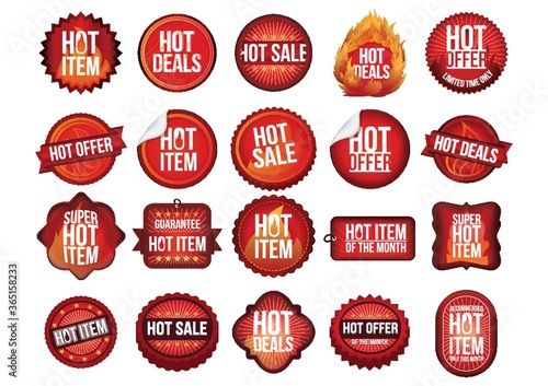 collection of hot deals and offer labels