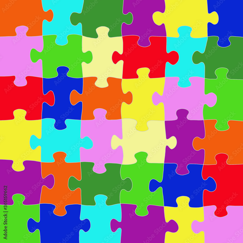 Multicolored puzzle with a white outline. Multicolored puzzle with a white outline.
