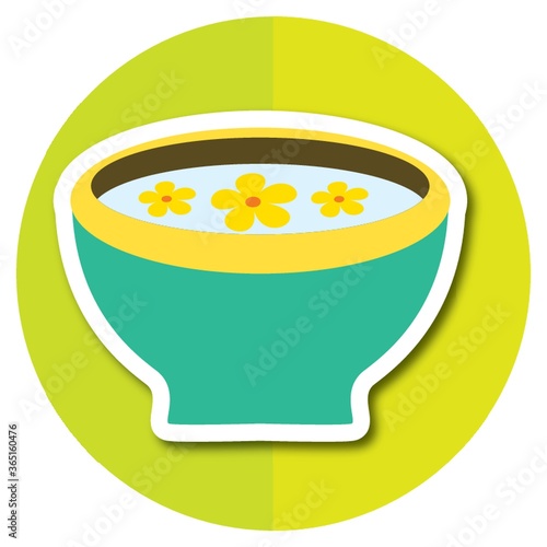 bucket of water with petals