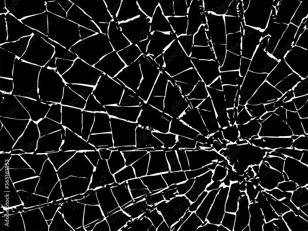 The broken glass.The cracks texture white and black. Vector background.Grunge.Abstract lines.