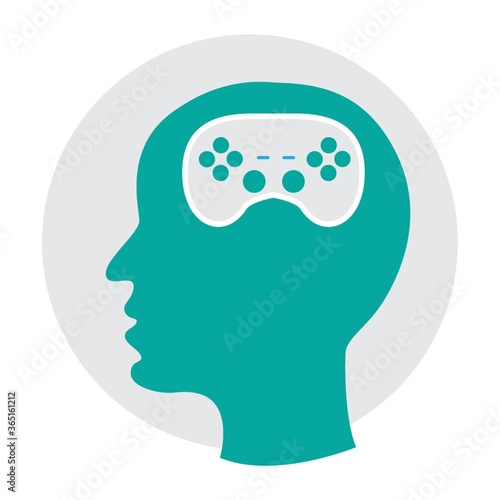 human head with gaming controller