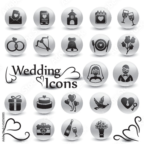 set of wedding icons