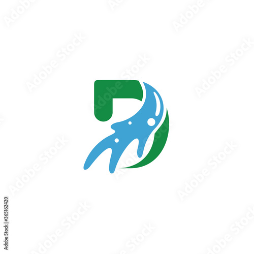 Logo template of letter d and water. Simple flat style. Vector logo template ready for use.