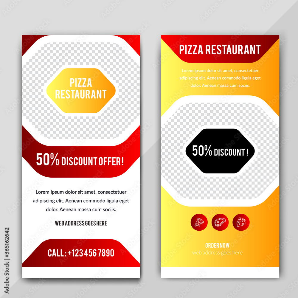 Vertical discount food web banner for restaurant.