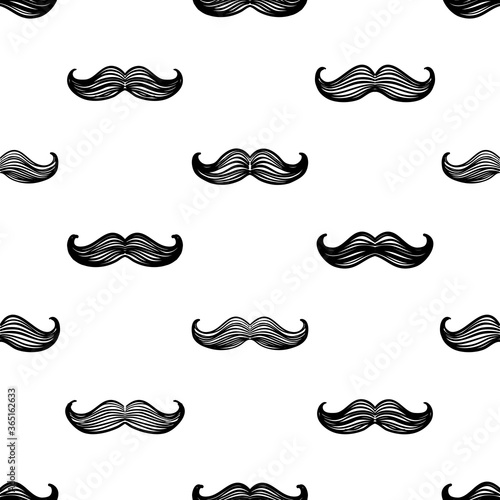 seamless pattern with mustache isolated on white background.