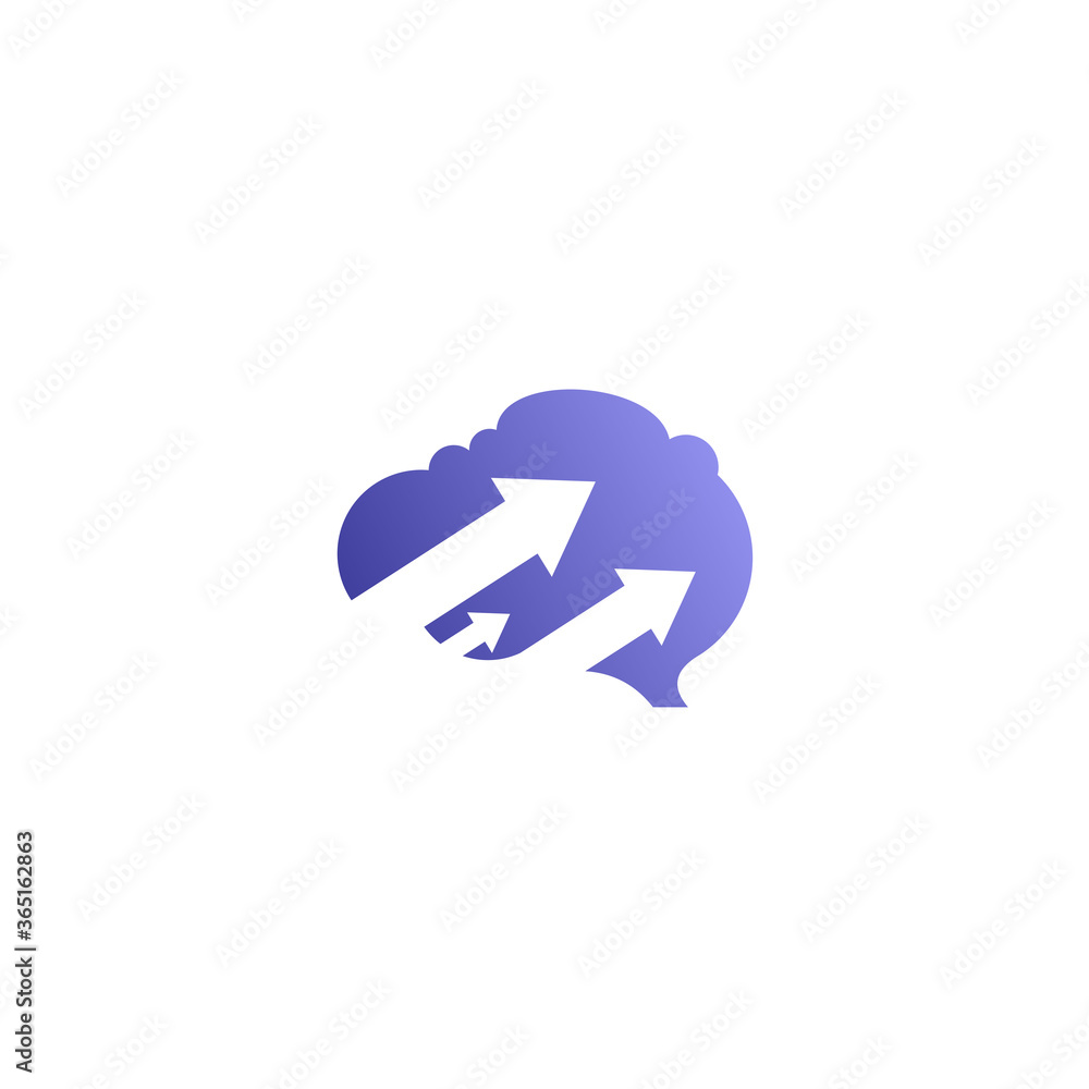 Logo template of brain and arrow. Simple flat style. Vector logo template ready for use. Logo template of brain and arrow. Simple flat style. Vector logo template ready for use.