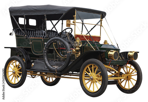 Εκτύπωση καμβά A dark green steam-powered vintage car from the early twentieth century
