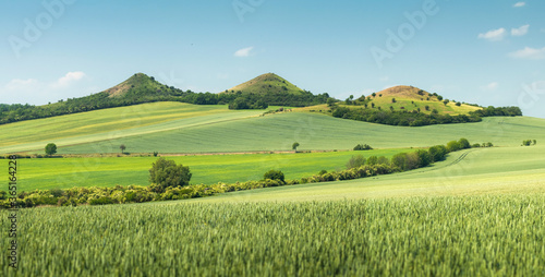 Obraz na płótnie Hills and field of Ceske Stredohori, Czech Republic w salonie