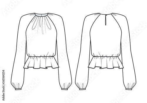 Fashion technical drawing blouse