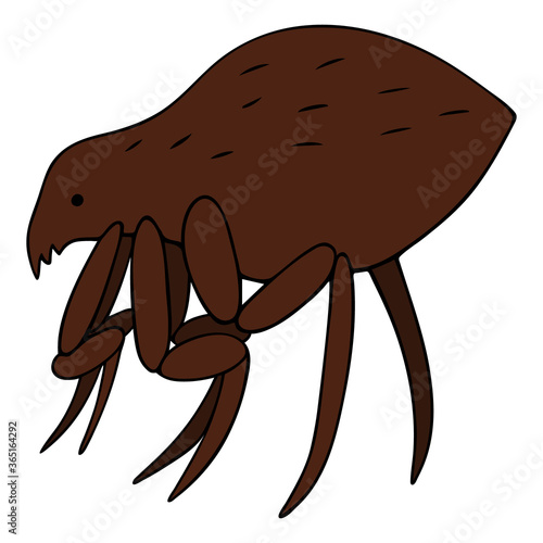 Flea. Vector illustration. Bloodsucker on an isolated white background. Blood-sucking insect. Carrier of plague and other pathogens of human and animal diseases. Bubonic plague. Science, medicine.