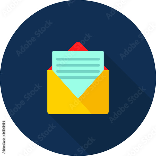 Message, letter flat icon on blue background, vector symbol