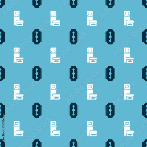 Set Blade razor and Shaving gel foam on seamless pattern. Vector.