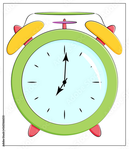 Vector Silhouette of classic clock Icon. Flat vector illustration of green Alarm clock for web, logo, icon, app, UI