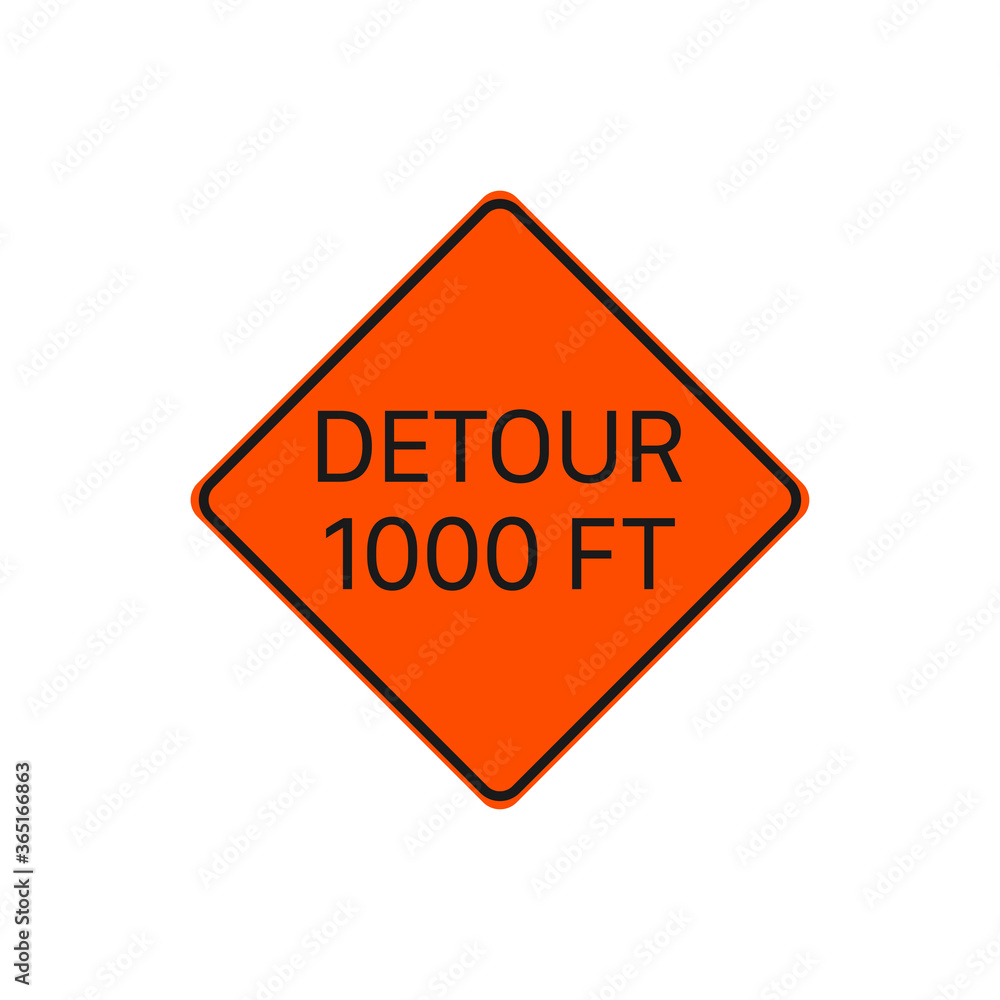 Detour 1000ft Sign Vector. Road Sign Symbol Modern, Simple, Vector, Icon For Website Design, Mobile App, Ui. Vector Illustration Detour 1000ft Sign Vector. Road Sign Symbol Modern, Simple, Vector, Icon For Website Design, Mobile App, Ui. Vector Illustration