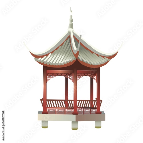 Chinese gazebo. Vector cartoon illustration