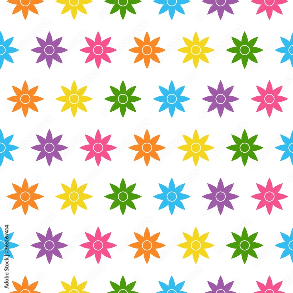 Pattern of spring and summer flowers. Bright flowers. olorful flowers on white background. Cute floral pattern cartoon decoration. Pattern of spring and summer flowers. Bright flowers. olorful flowers on white background. Cute floral pattern cartoon decoration.