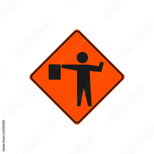 Road Under Construction Sign Vector. Flagger Sign Symbol Modern, Simple, Vector, Icon For Website Design, Mobile App, Ui. Vector Illustration