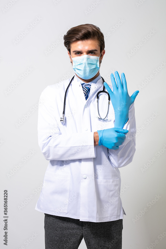 doctor with uniform, mask protection and medical gloves doctor with uniform, mask protection and medical gloves