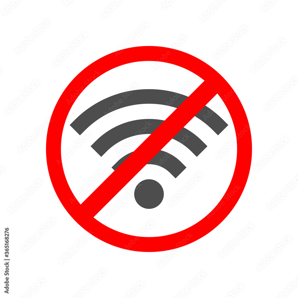 No signal or no wifi sign. Vector illustration isolated on white background. Digital symbol, sign.