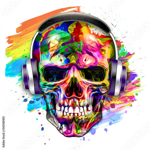 skull with wings and headphones photo