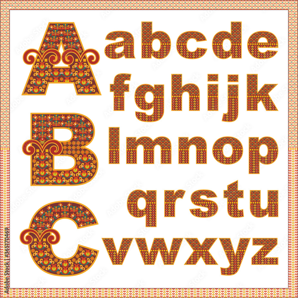 Vector abstract alphabet with comic kids pattern. Vector abstract alphabet with comic kids pattern.