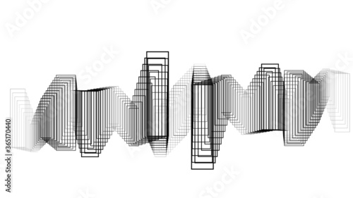 Rectangles in tunnel form. round logo . vector blend tool pipe . tube design element