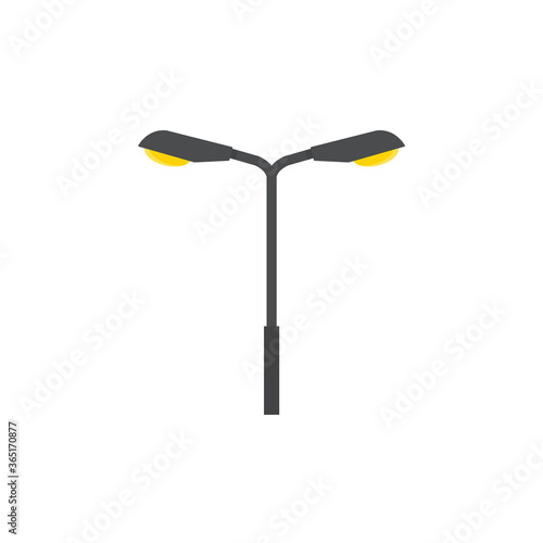 Lamppost flat, street lighting icon, piece of cheese icon, vector illustration isolated on white background