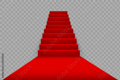 Red carpet on the steps of the stairs.
