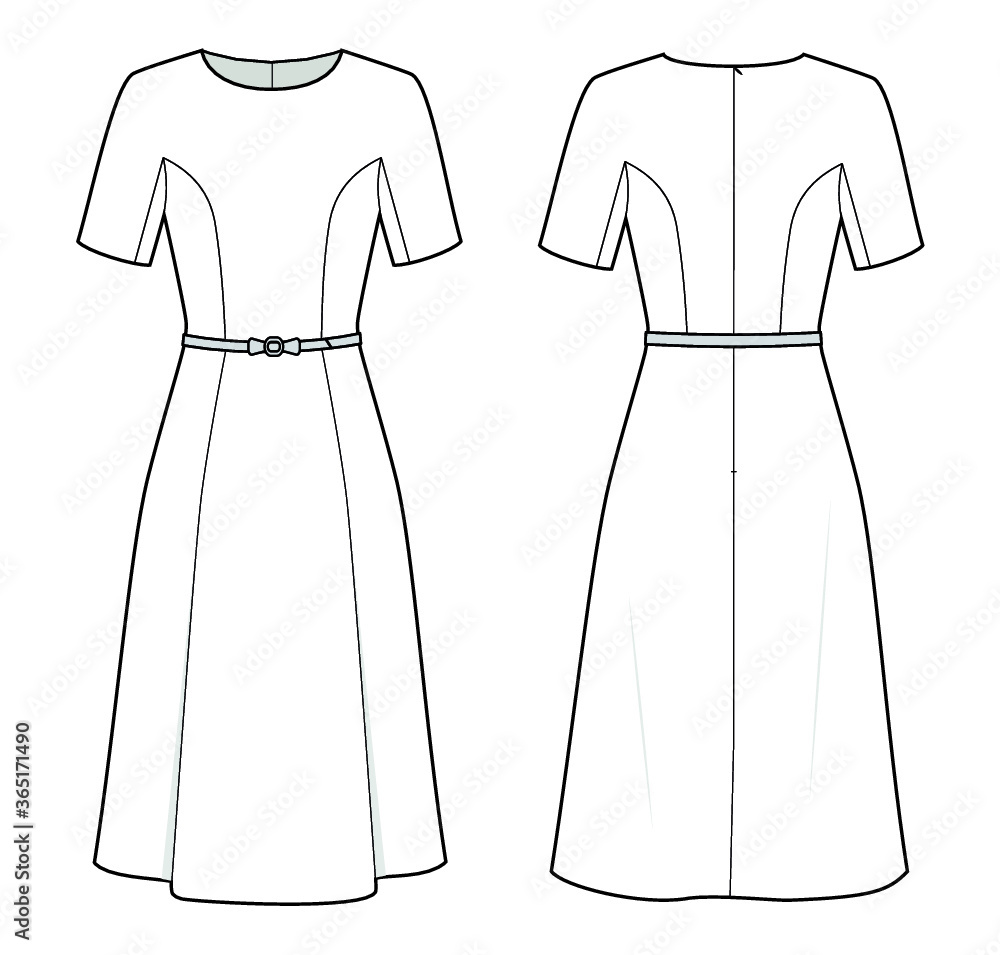 Fashion technical drawing dress Stock Vector | Adobe Stock