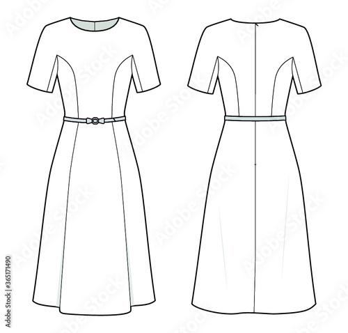 Fashion technical drawing dress