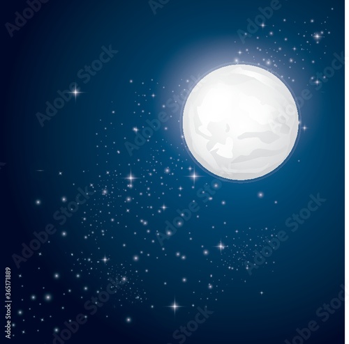 full moon and stars background