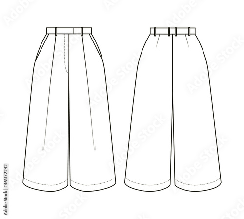 Fashion technical drawing long shorts