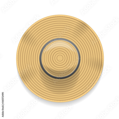 Vector illustration. Straw hat. Top view.