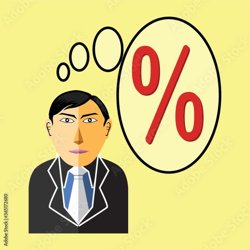 business man with percentage thoughts