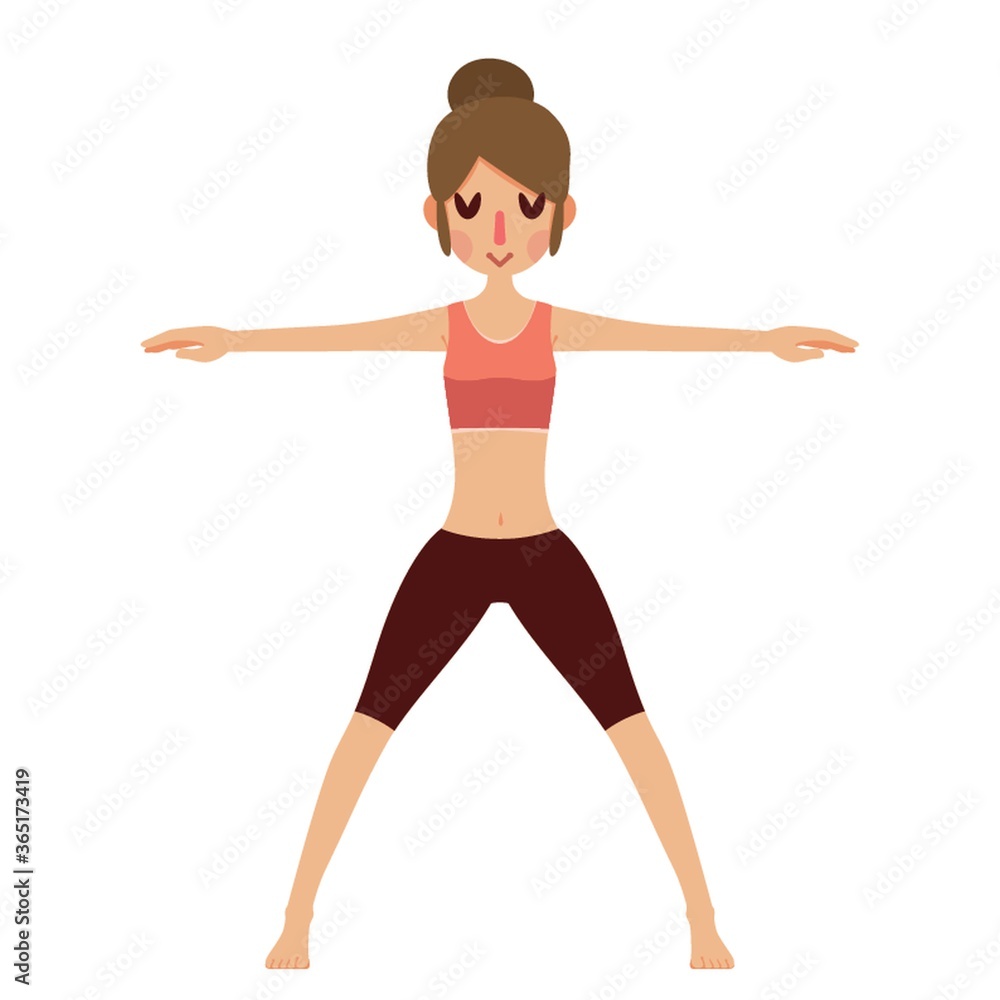 girl practising yoga in wide-legged standing pose girl practising yoga in wide-legged standing pose