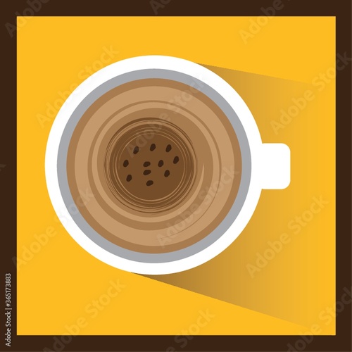 top view of a cup of hot coffee