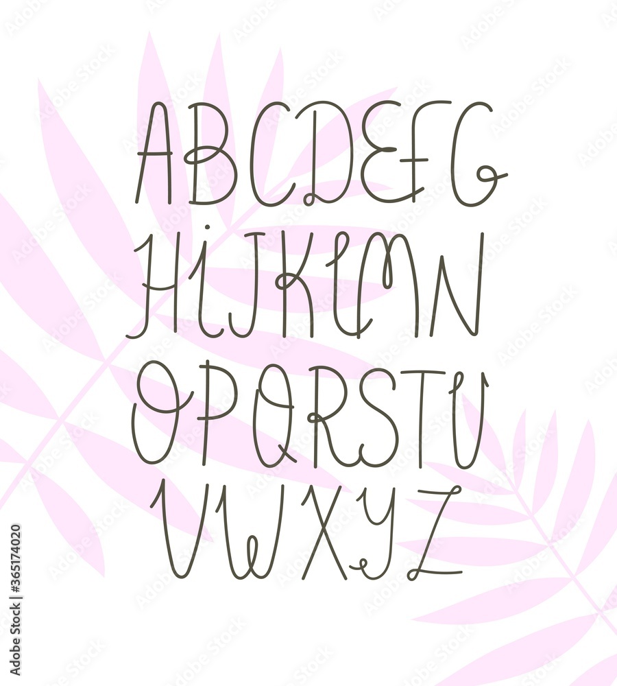 alphabet. Hand drawing font. Flat isolated vector illustration. design for typographic posters, banners, cards