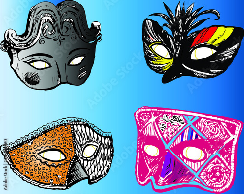 carnival mask set, carnival mask vector illustration