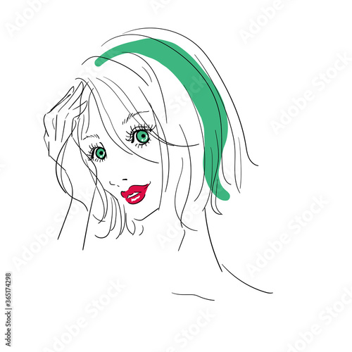 カラーコンタクトレンズ　カラコン　装着イメージイラスト