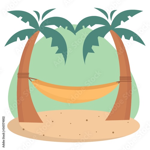 hammock tied to palm trees