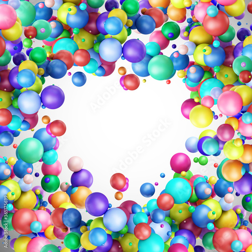 Heap of multicolor balls abstract background with copy space