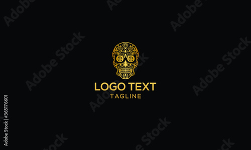 Vector set of Sugar Skulls for Mexican Day of the Dead, human skulls with an ethnic floral ornament, cartoon, smiling face.