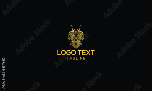 Mexican skull logo design template