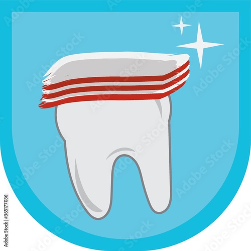 a tooth with toothpaste