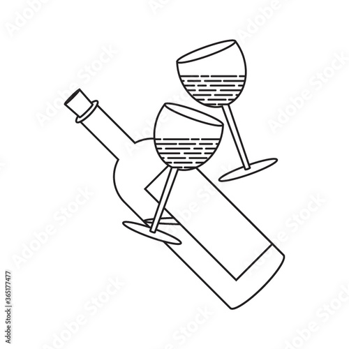 two wine glasses and a bottle of wine