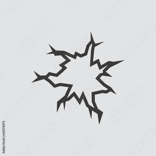 Broken glass icon isolated of flat style. Vector illustration.