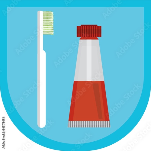 toothbrush with a tube of toothpaste