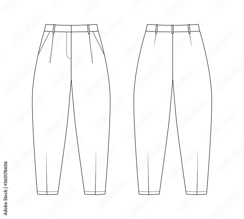 Fashion technical drawing bananas pants Fashion technical drawing bananas pants